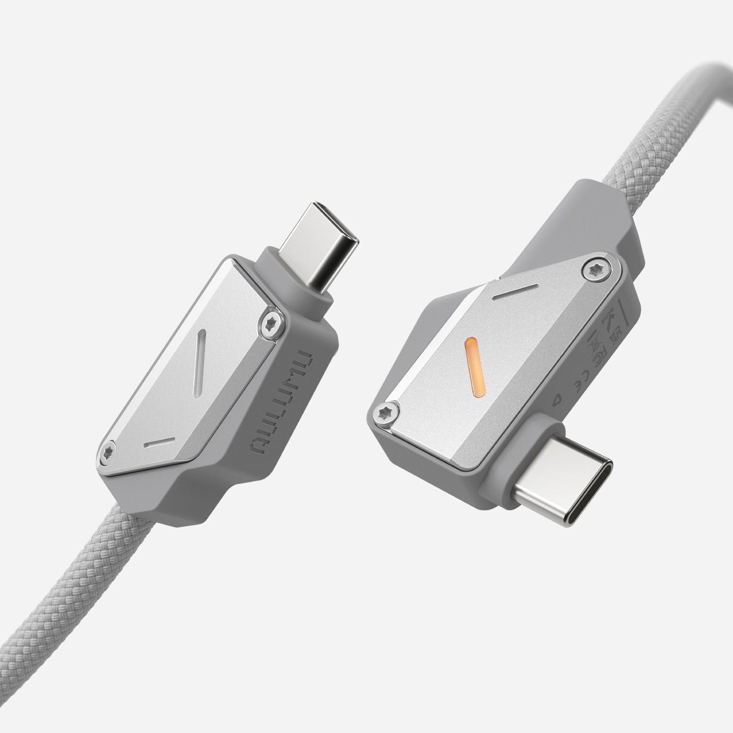 AULUMU M07 系列線材，內置智慧 LED 指示燈顯示充電狀態。