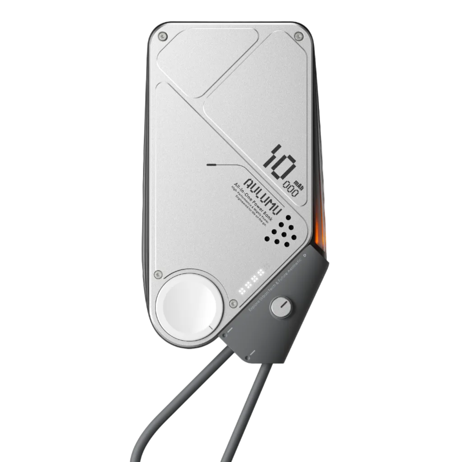 aulumu M10 10000mAh 雙磁多合一流動充電器正面外觀｜銀灰色